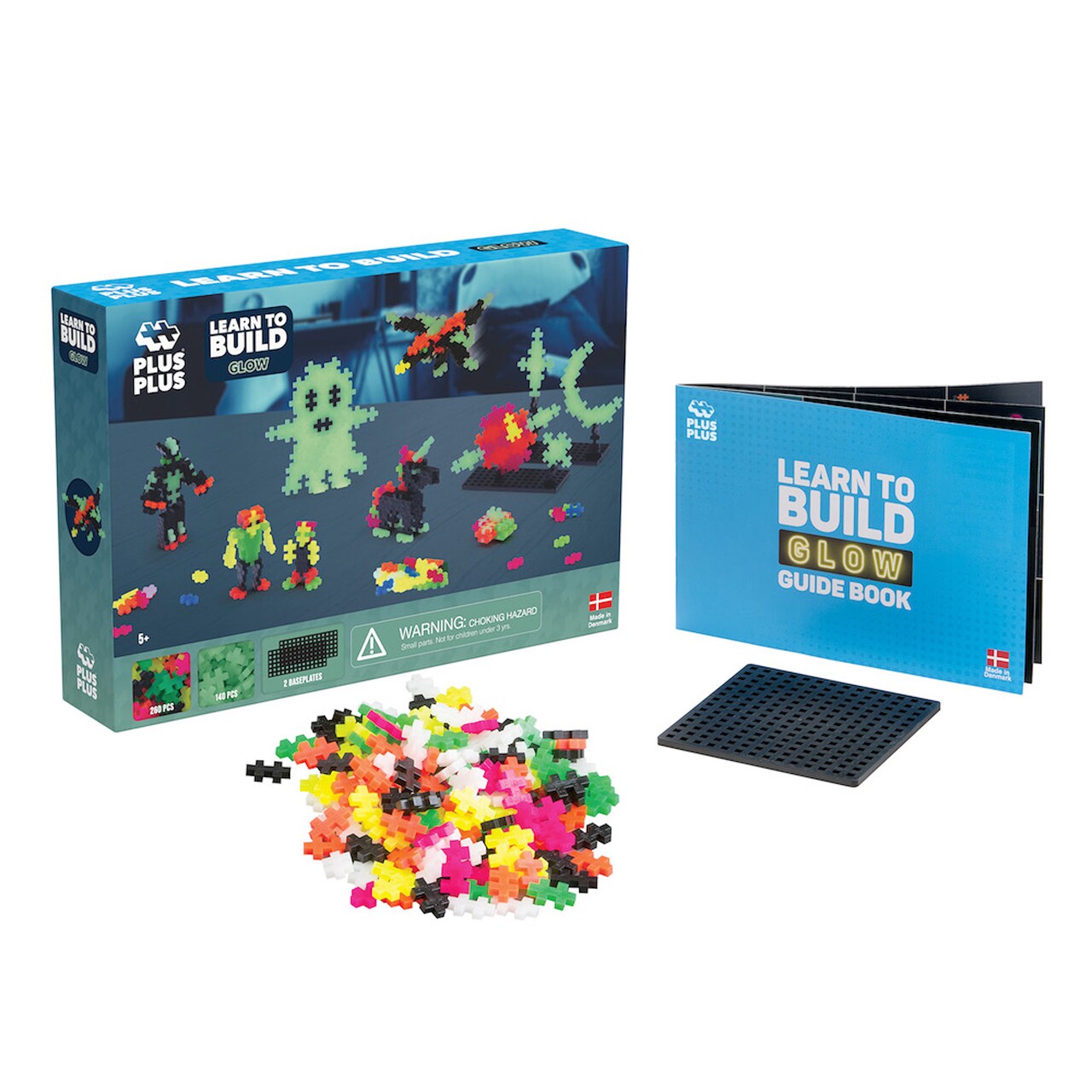 Plus-Plus: Learn to Build - Glow-In-The-Dark - 400 Piece Set - 2D & 3D Construction Building STEM Toy, Interlocking Mini Puzzle Blocks, Kids Ages 5+
